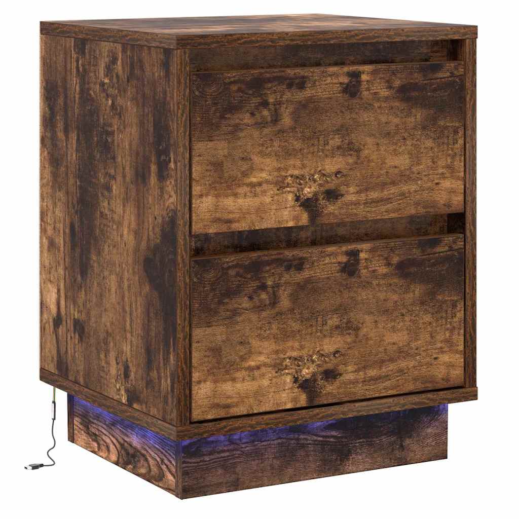 Bedside Cabinet with Drawer 2 pcs Smoked Oak 39 x 34.5 x 50 cm
