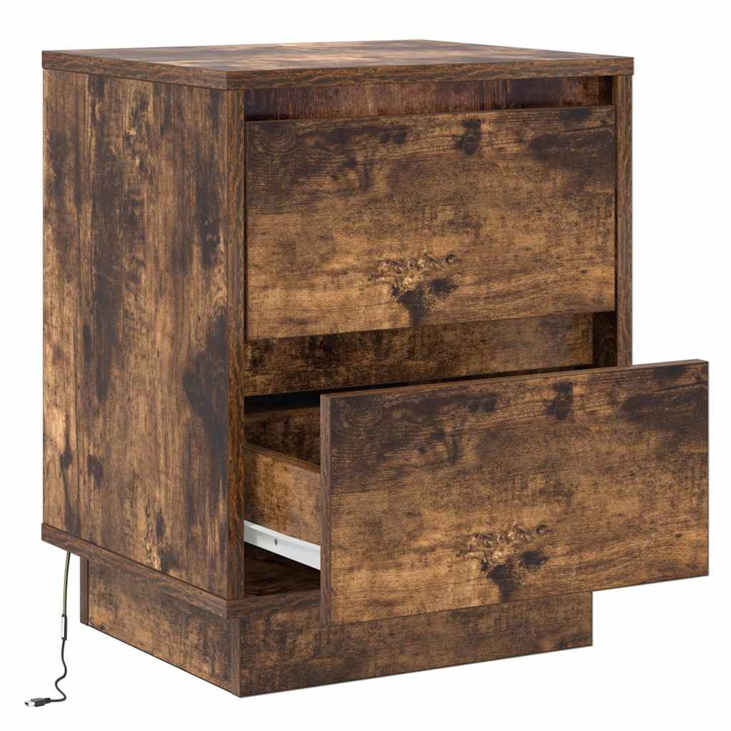Bedside Cabinet with Drawer 2 pcs Smoked Oak 39 x 34.5 x 50 cm