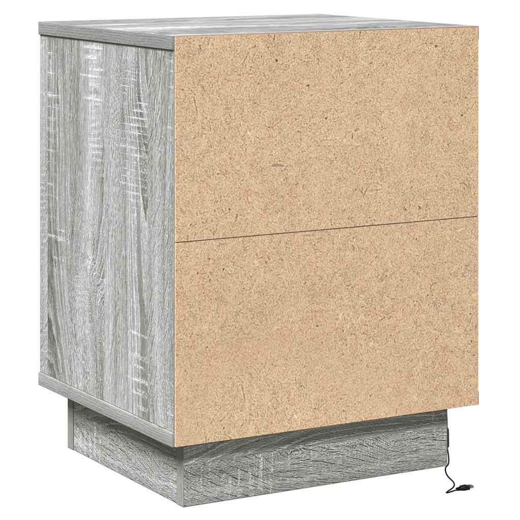 Bedside Cabinet Grey 39 x 34.5 x 50 cm Engineered wood
