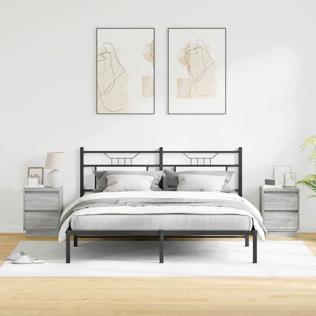 Bedside Cabinet 2 pcs Grey 39 x 34.5 x 50 cm Engineered wood