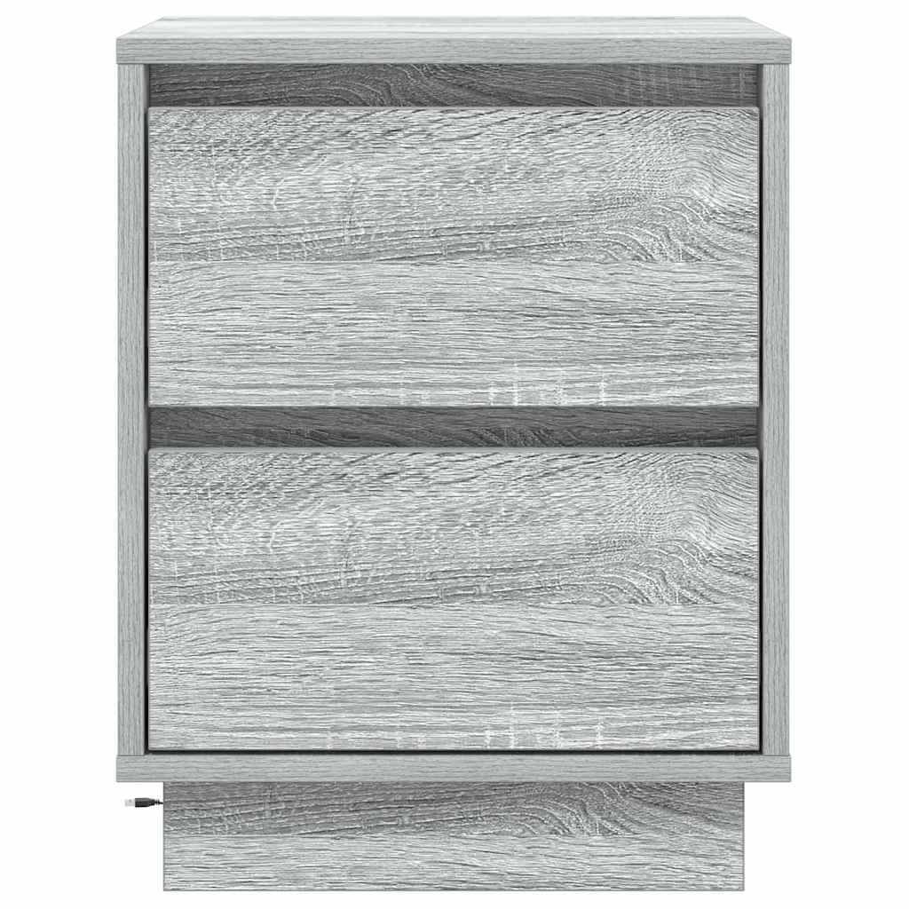 Bedside Cabinet 2 pcs Grey 39 x 34.5 x 50 cm Engineered wood