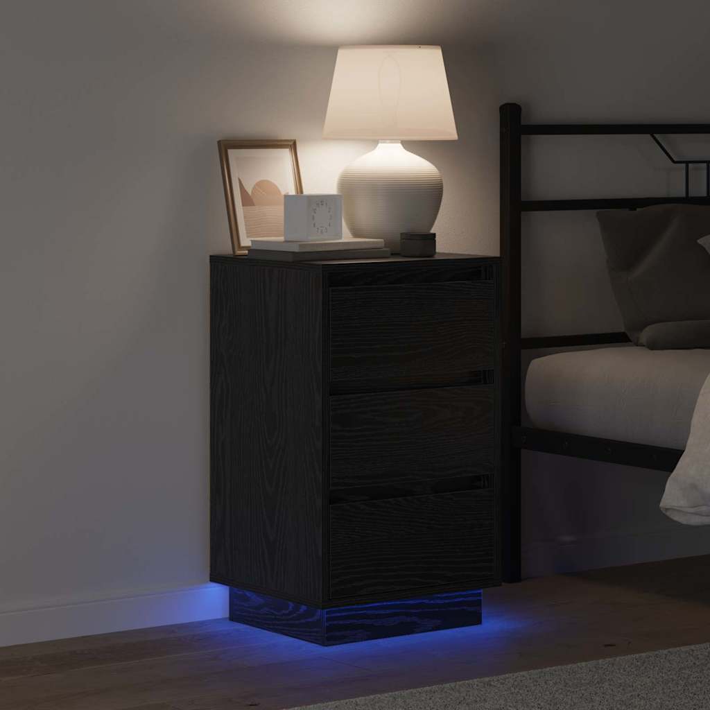 Bedside Cabinet Black Oak 39 x 34.5 x 65 cm Engineered wood