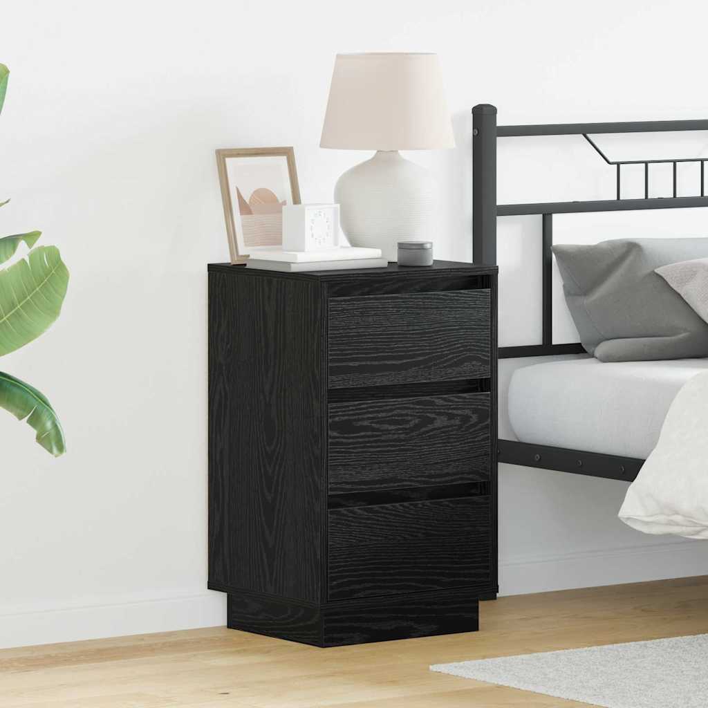Bedside Cabinet Black Oak 39 x 34.5 x 65 cm Engineered wood