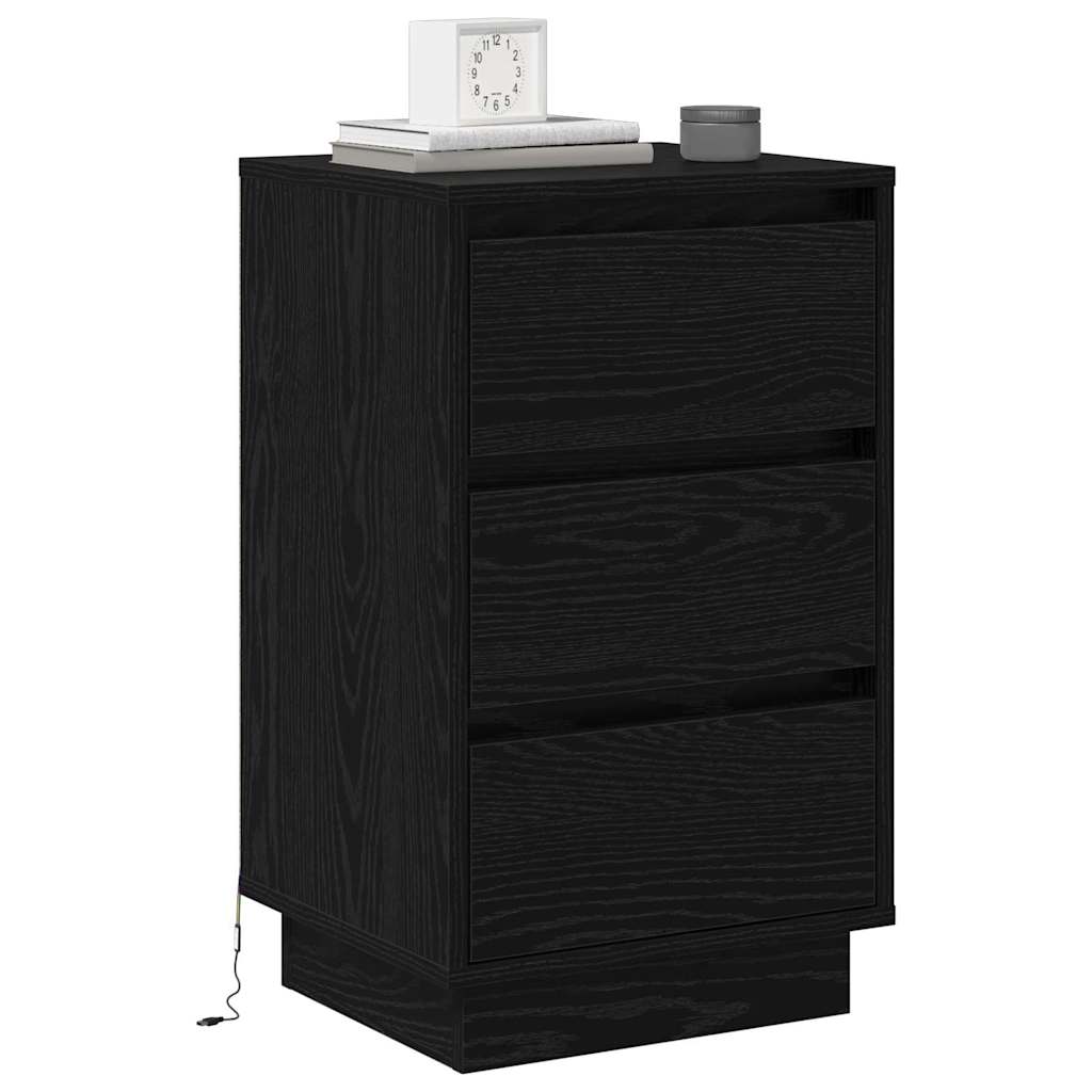Bedside Cabinet Black Oak 39 x 34.5 x 65 cm Engineered wood