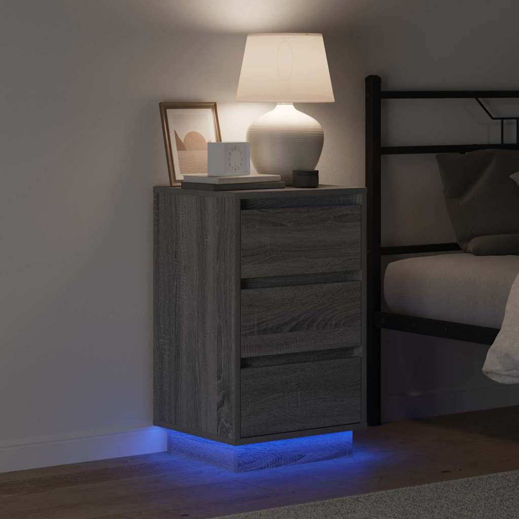 Bedside Cabinet Grey 39 x 34.5 x 65 cm Engineered wood