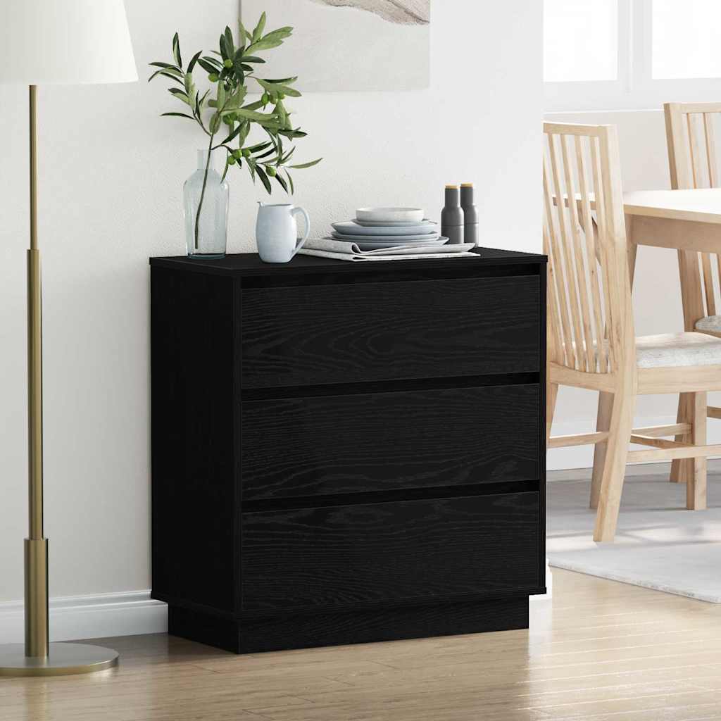 Bedside Cabinet Black Oak 71 x 34.5 x 75 cm Engineered wood