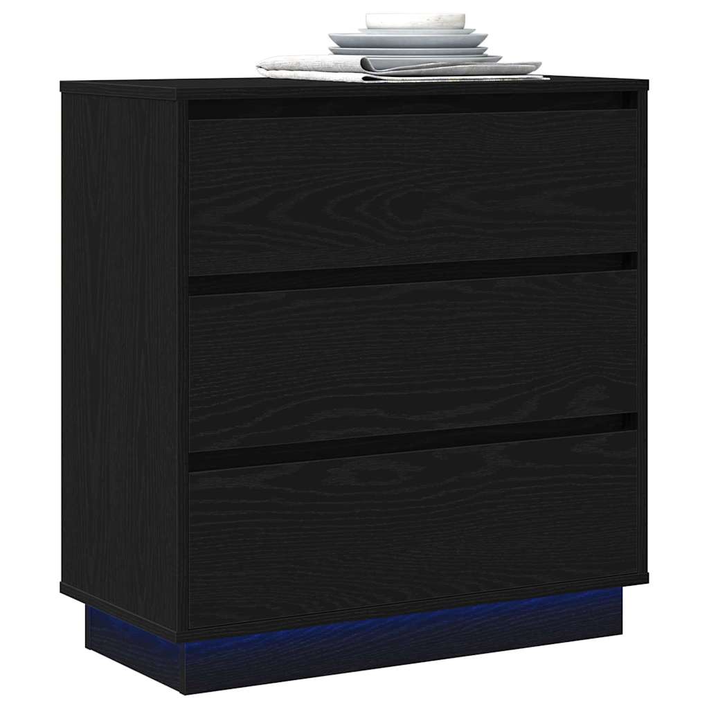 Bedside Cabinet Black Oak 71 x 34.5 x 75 cm Engineered wood