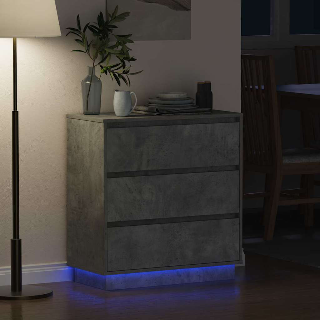 Bedside Cabinet Concrete Grey 71 x 34.5 x 75 cm Engineered wood
