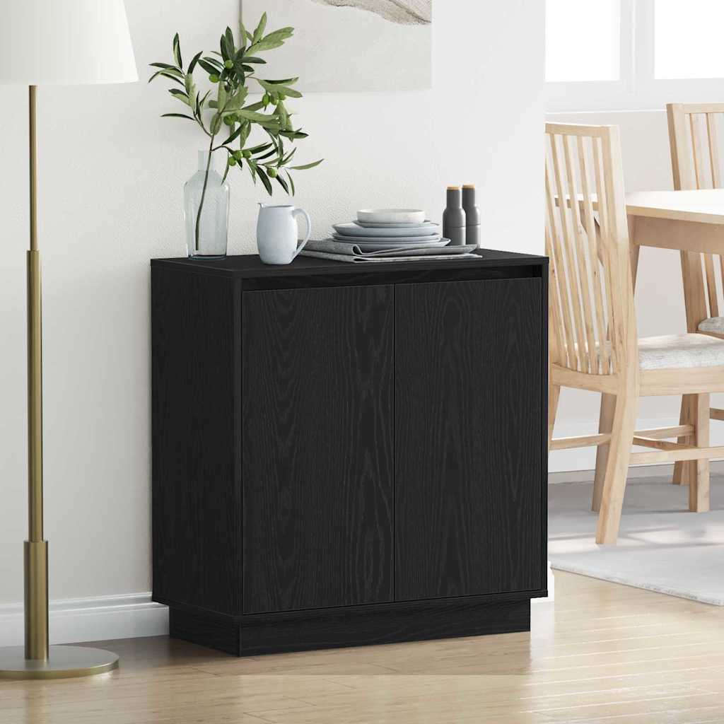 LED Sideboard Black Oak 71 x 34.5 x 75 cm Engineered Wood