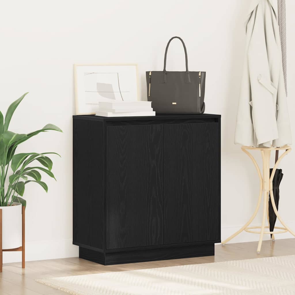 LED Sideboard Black Oak 71 x 34.5 x 75 cm Engineered Wood