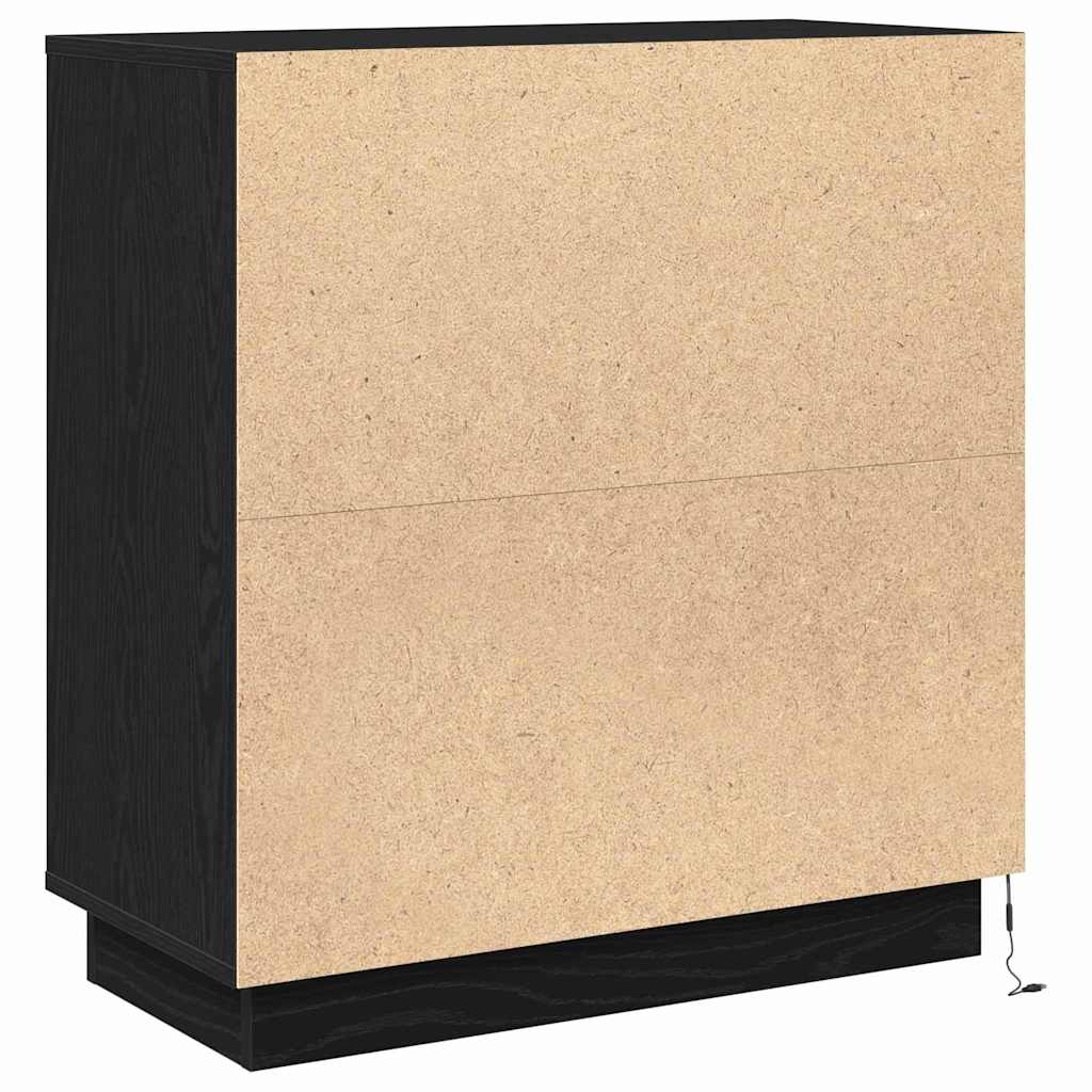 LED Sideboard Black Oak 71 x 34.5 x 75 cm Engineered Wood