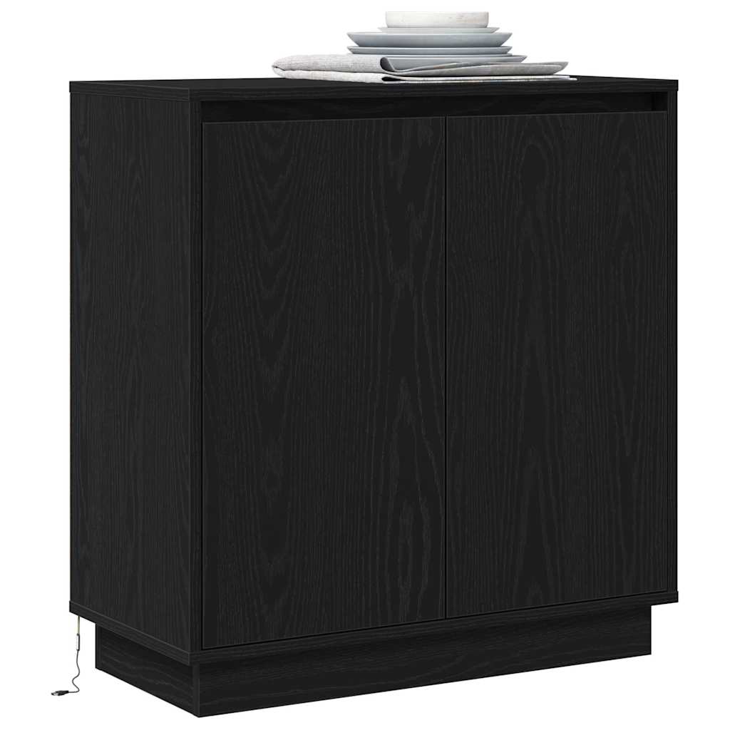 LED Sideboard Black Oak 71 x 34.5 x 75 cm Engineered Wood