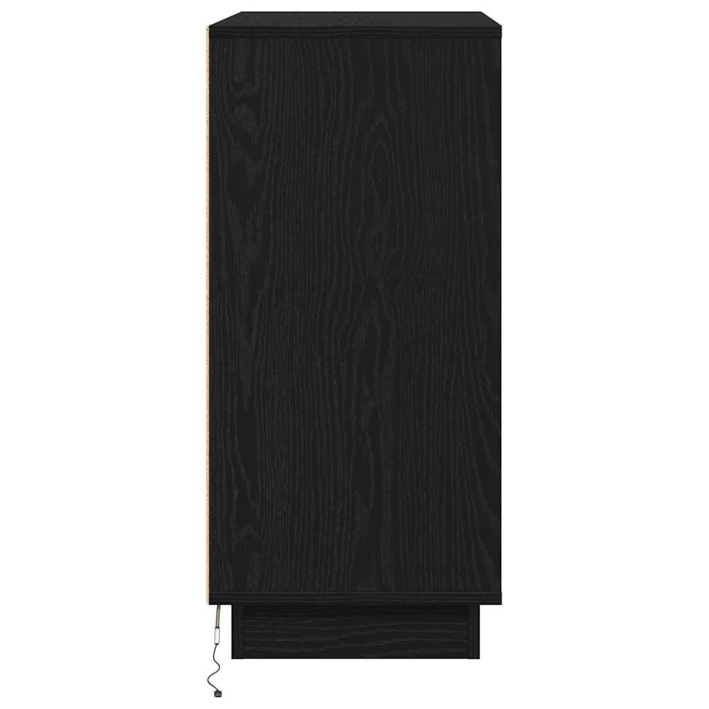 LED Sideboard Black Oak 71 x 34.5 x 75 cm Engineered Wood