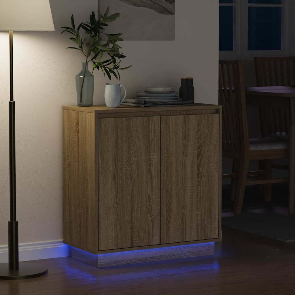 LED Sideboard Sonoma Oak 71 x 34.5 x 75 cm Engineered Wood