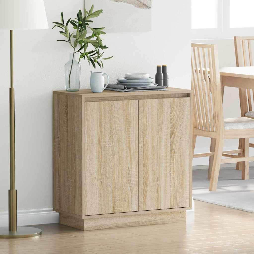 LED Sideboard Sonoma Oak 71 x 34.5 x 75 cm Engineered Wood