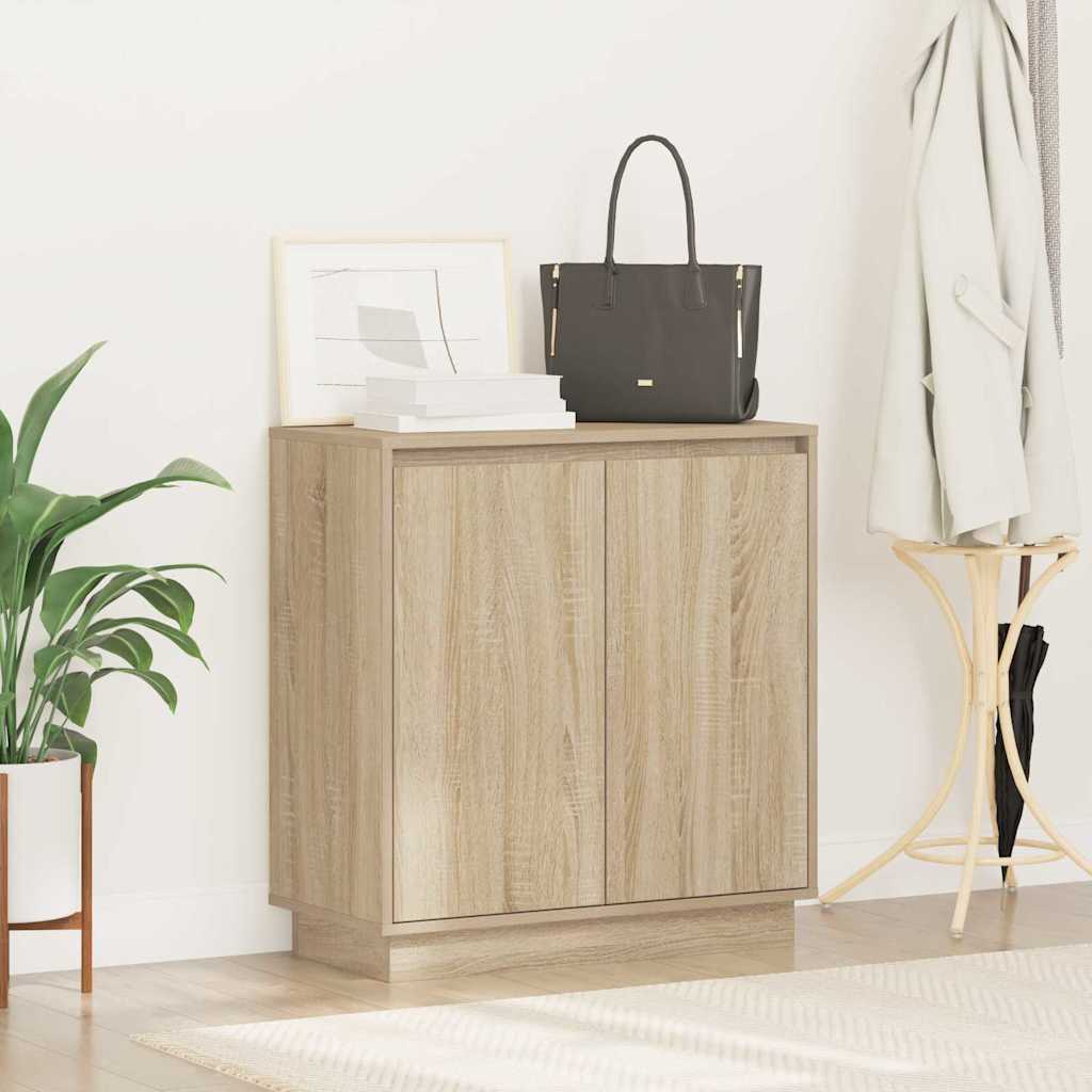 LED Sideboard Sonoma Oak 71 x 34.5 x 75 cm Engineered Wood