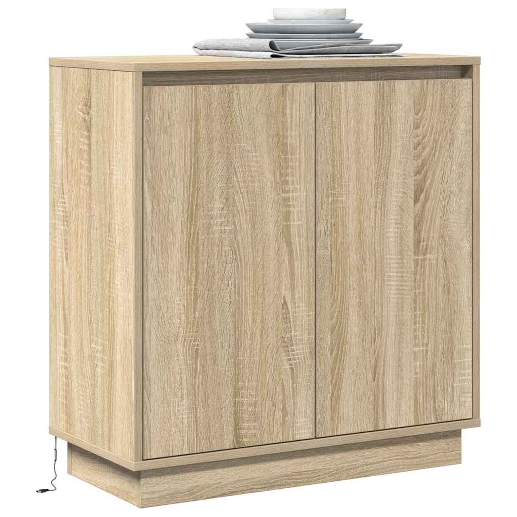 LED Sideboard Sonoma Oak 71 x 34.5 x 75 cm Engineered Wood