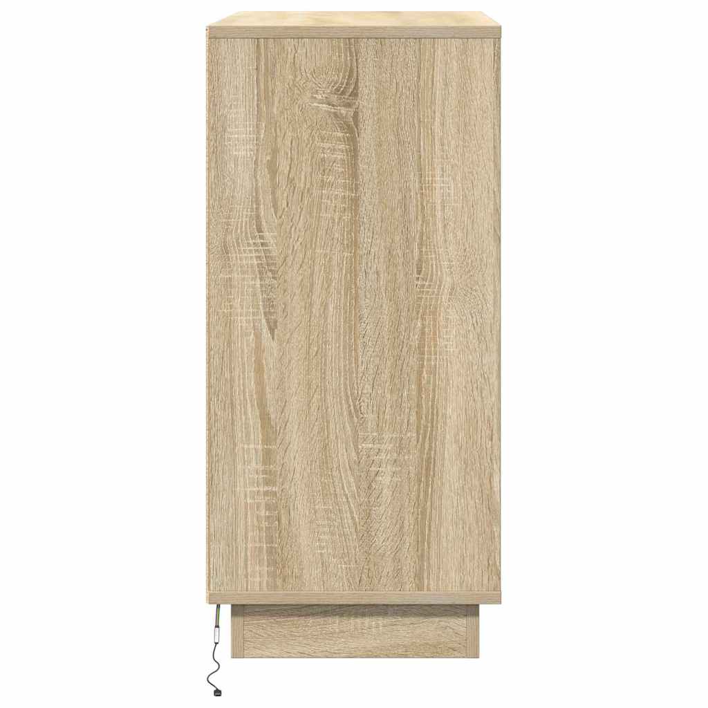 LED Sideboard Sonoma Oak 71 x 34.5 x 75 cm Engineered Wood