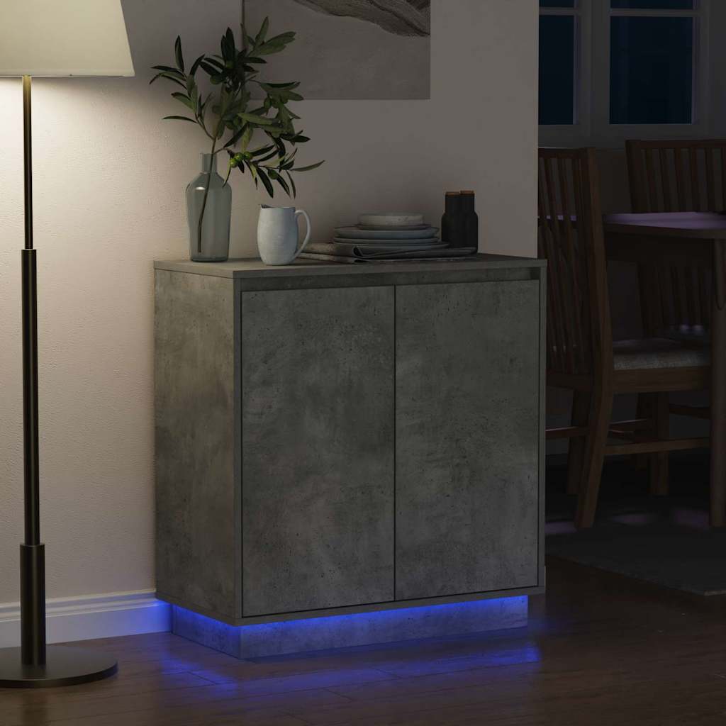 LED Sideboard Concrete Grey 71 x 34.5 x 75 cm Engineered Wood