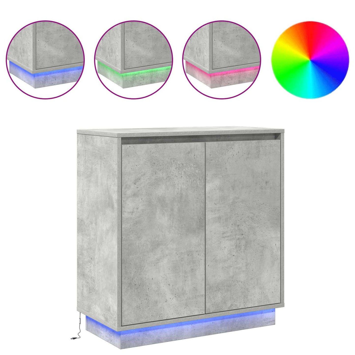 LED Sideboard Concrete Grey 71 x 34.5 x 75 cm Engineered Wood