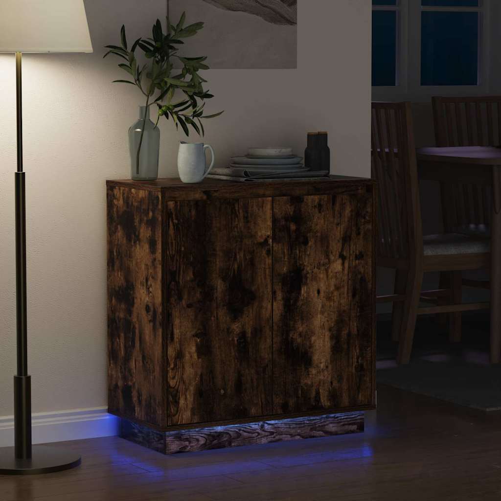 LED Sideboard Smoked Oak 71 x 34.5 x 75 cm Engineered Wood