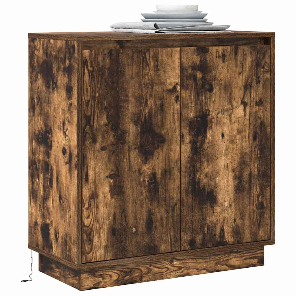 LED Sideboard Smoked Oak 71 x 34.5 x 75 cm Engineered Wood