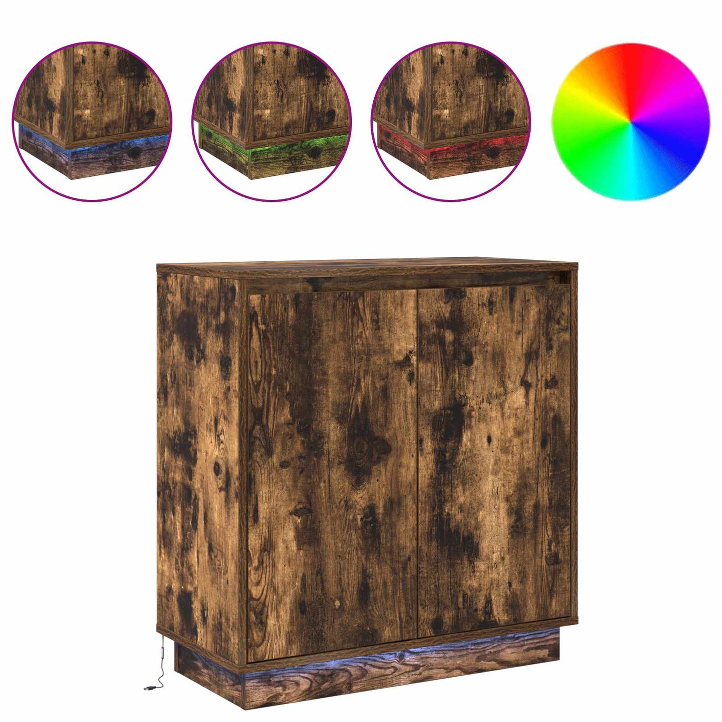 LED Sideboard Smoked Oak 71 x 34.5 x 75 cm Engineered Wood