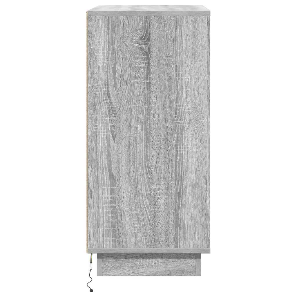 LED Sideboard Grey Sonoma 71 x 34.5 x 75 cm Engineered Wood