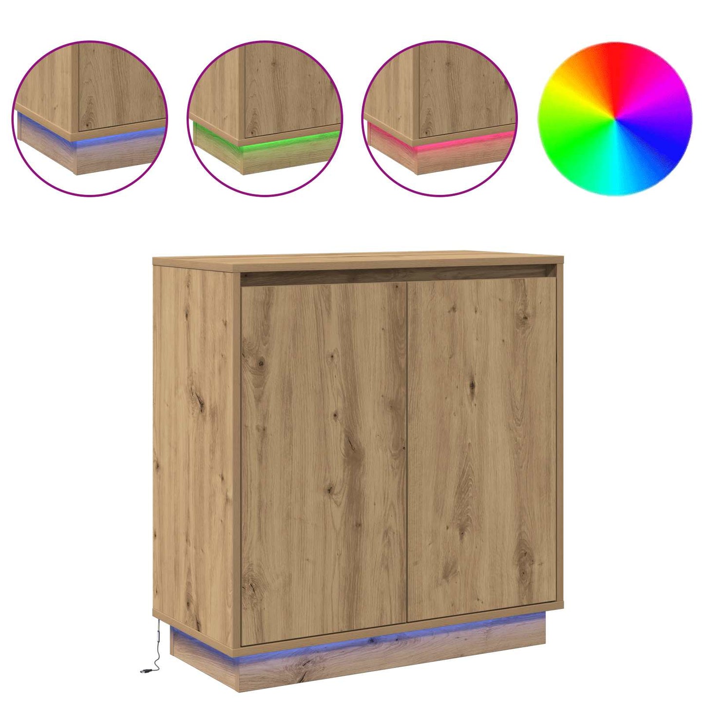 LED Sideboard Artisan Oak 71 x 34.5 x 75 cm Engineered Wood