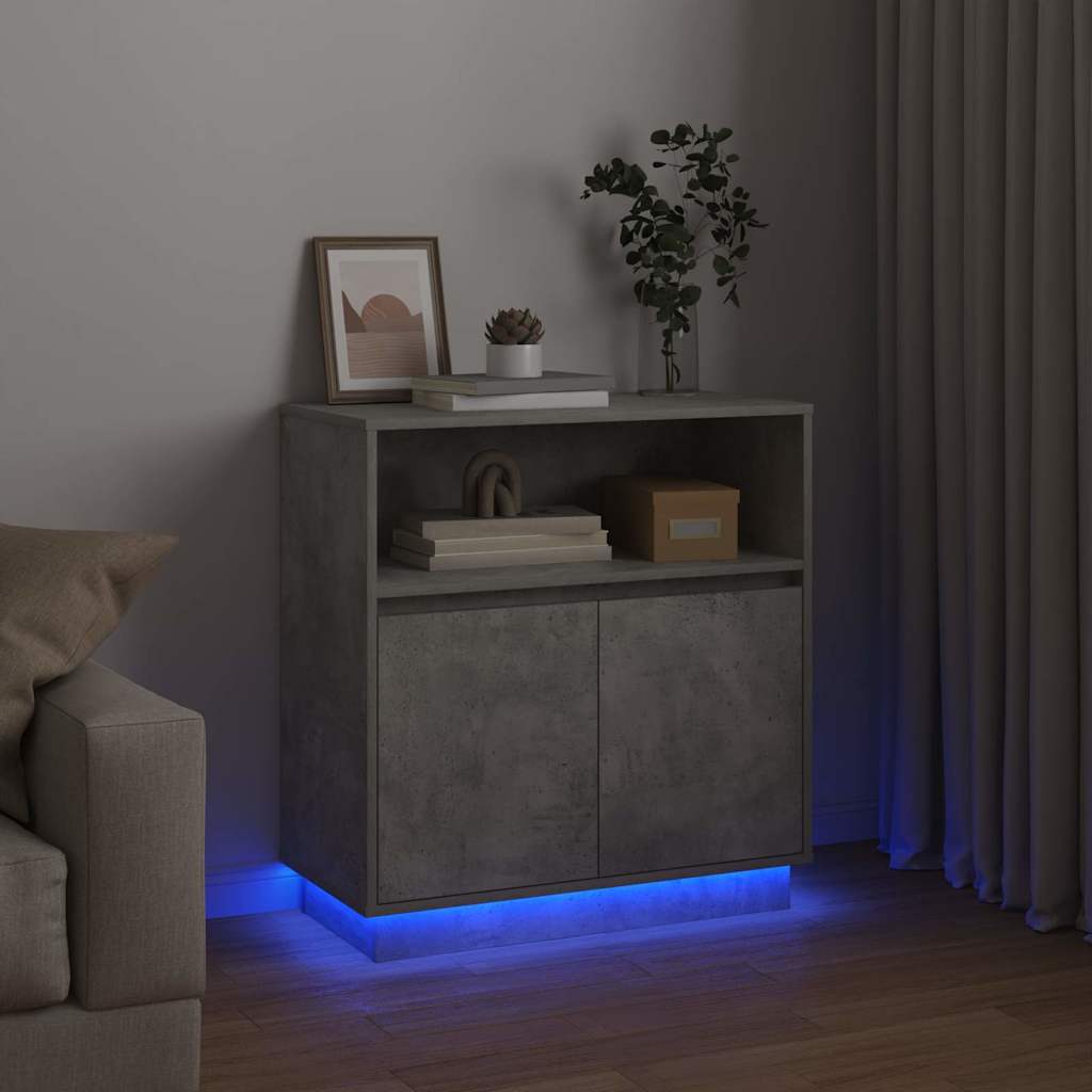 LED Sideboard Concrete grey 71 x 34.5 x 75 cm Engineered Wood