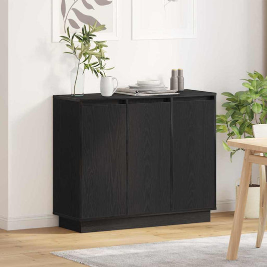vidaXL Sideboard with Shelf Black Oak 90 x 32 x 75 cm Engineered wood