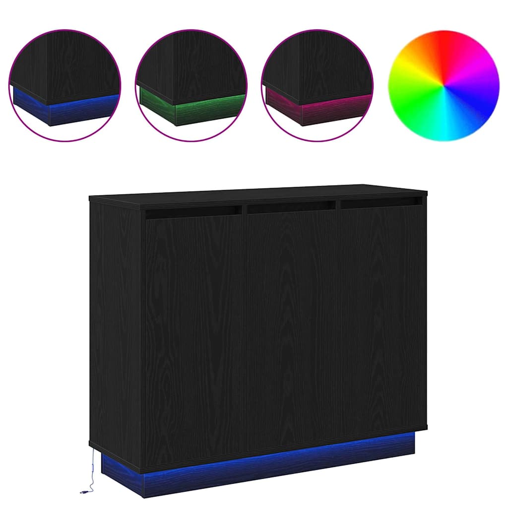 vidaXL Sideboard with Shelf Black Oak 90 x 32 x 75 cm Engineered wood