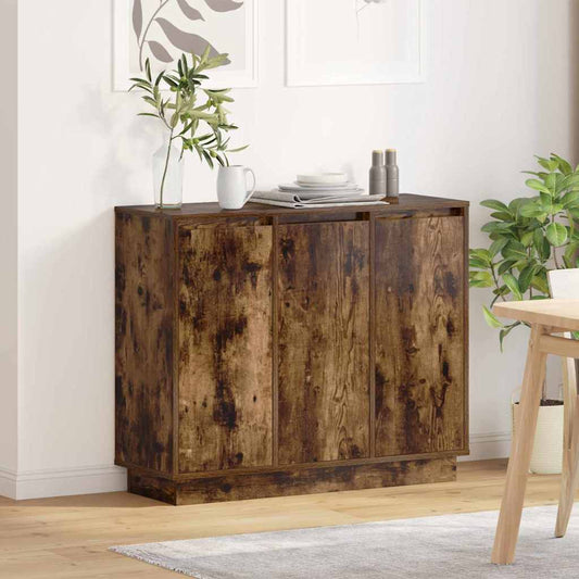 vidaXL Sideboard with Shelf Smoked Oak 90 x 32 x 75 cm Engineered wood
