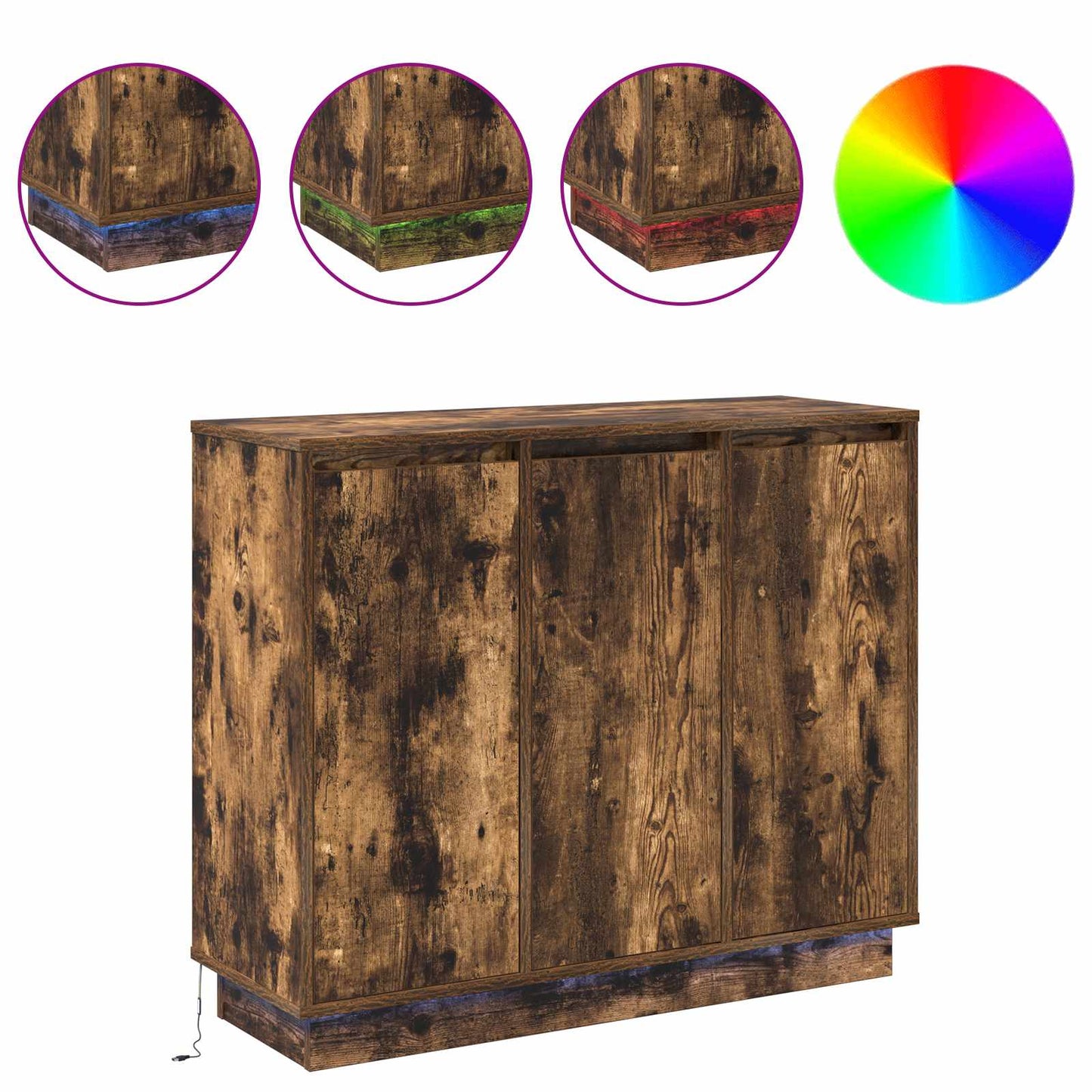 LED Sideboard Smoked Oak 90 x 32 x 75 cm Engineered Wood