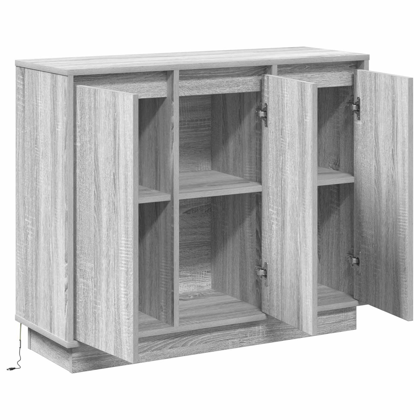 LED Sideboard Grey Sonoma 90 x 32 x 75 cm Engineered Wood