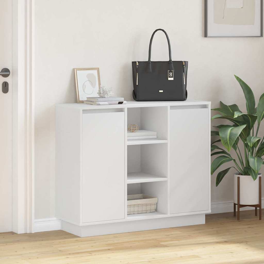 LED Sideboard White 90 x 32 x 75 cm Engineered Wood