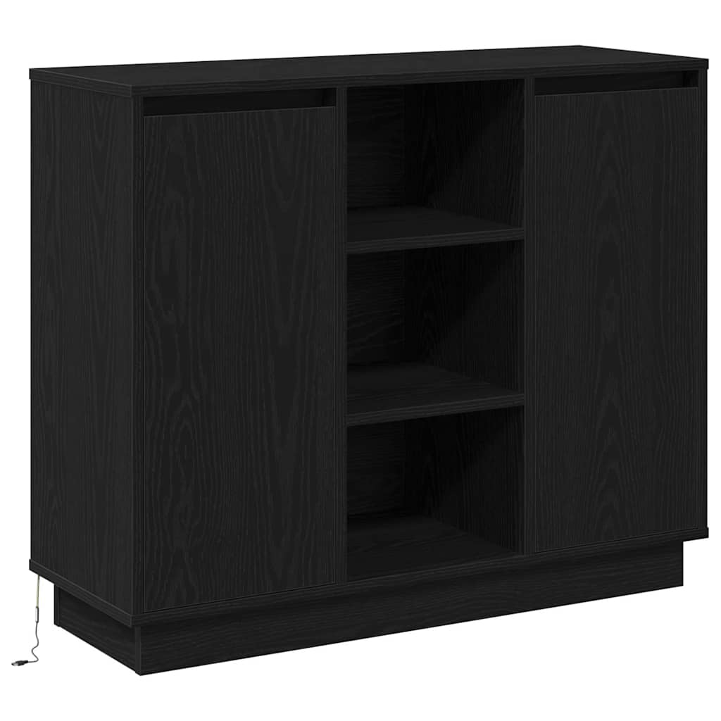 vidaXL Sideboard with Shelf Black Oak 90 x 32 x 75 cm Engineered wood