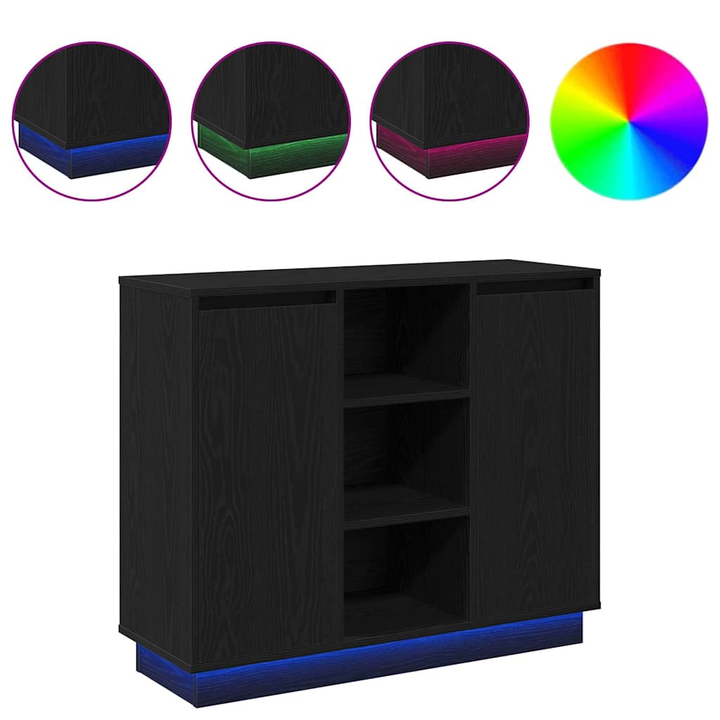 vidaXL Sideboard with Shelf Black Oak 90 x 32 x 75 cm Engineered wood