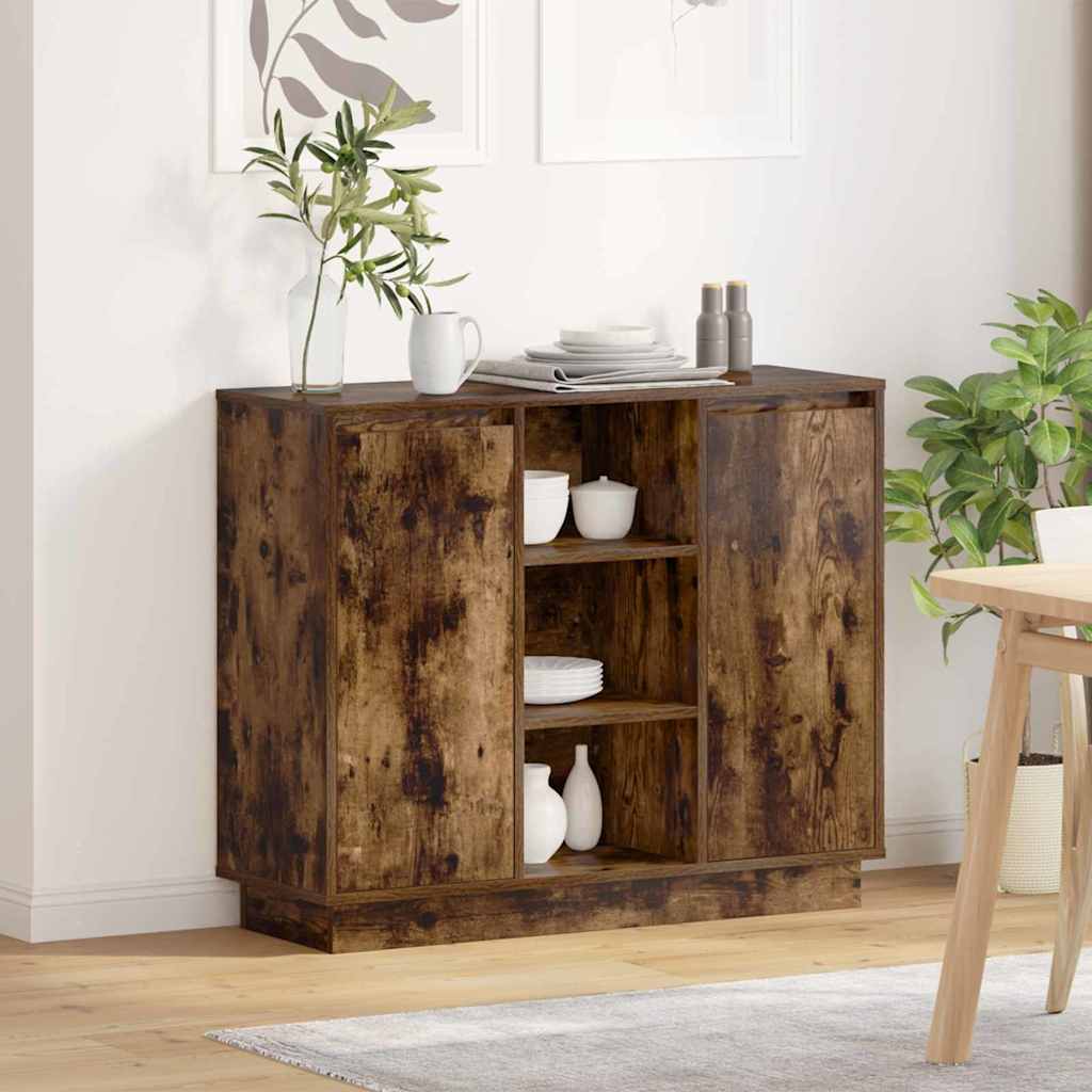 vidaXL Sideboard with Shelf Smoked Oak 90 x 32 x 75 cm Engineered wood