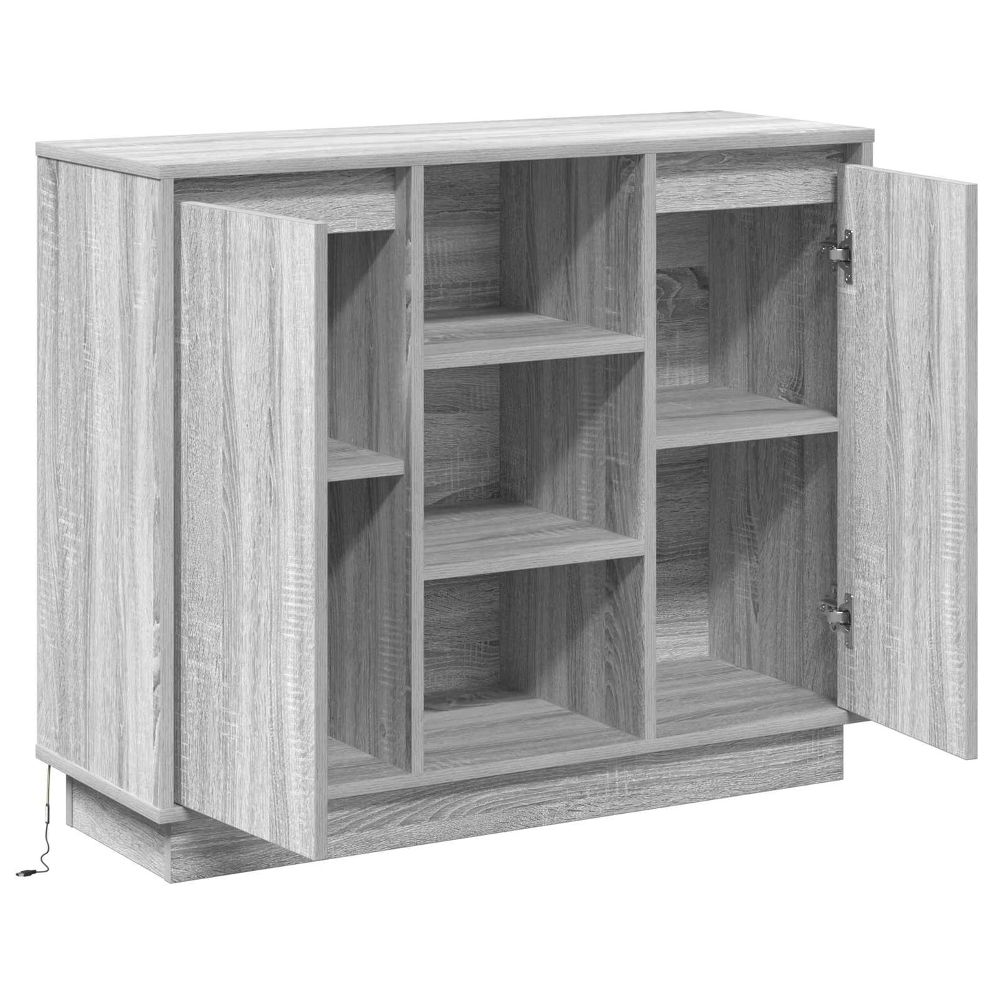 LED Sideboard Grey Sonoma 90 x 32 x 75 cm Engineered Wood
