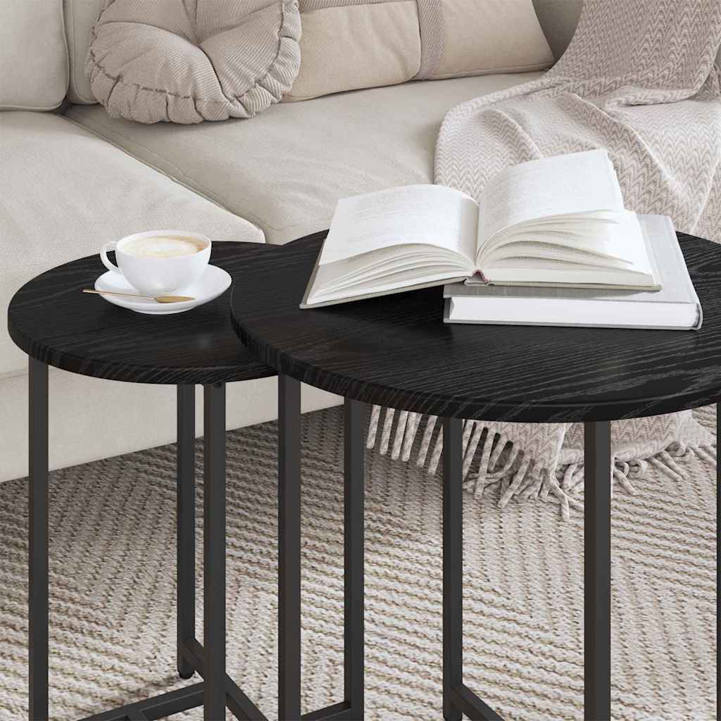 Side Table Set 2 pcs Black Oak