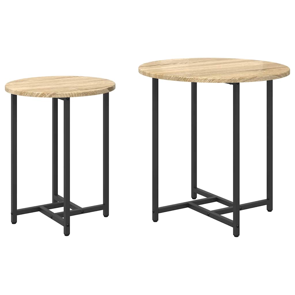 Side Table Set 2 pcs Sonoma Oak and Black