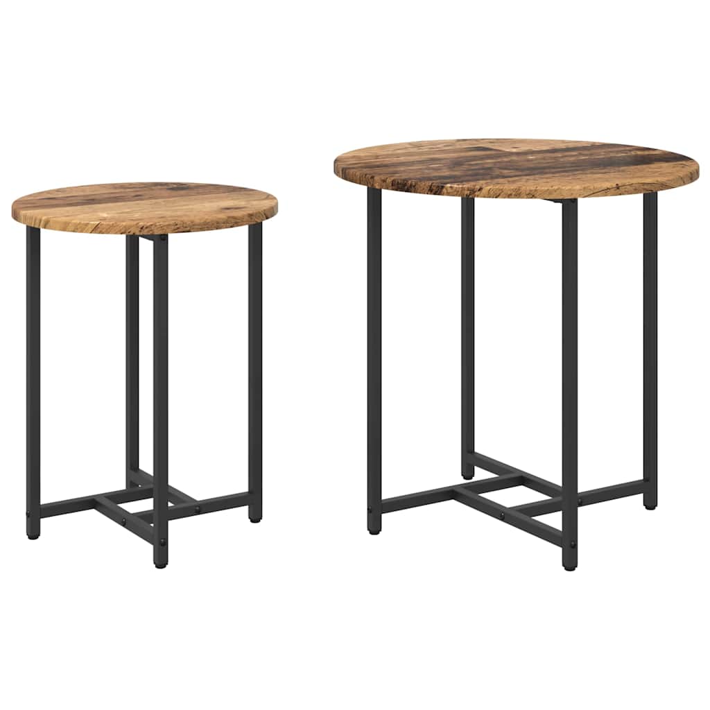 Side Table Set 2 pcs Old Wood and Black 50 x 50 x 50 cm