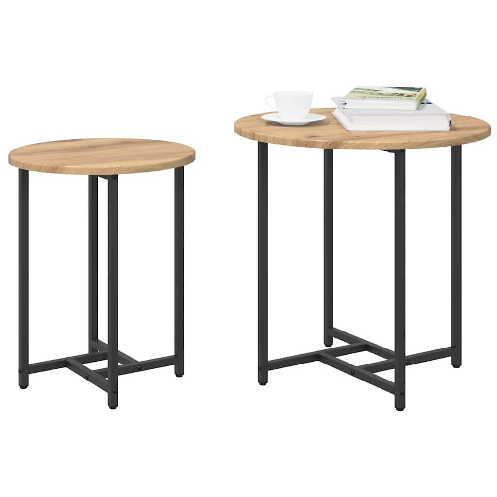 Side Table Set 2 pcs Artisan Oak and Black