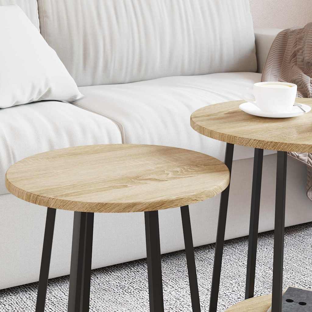 Side Table Set with Shelf 2 pcs Sonoma Oak and Black