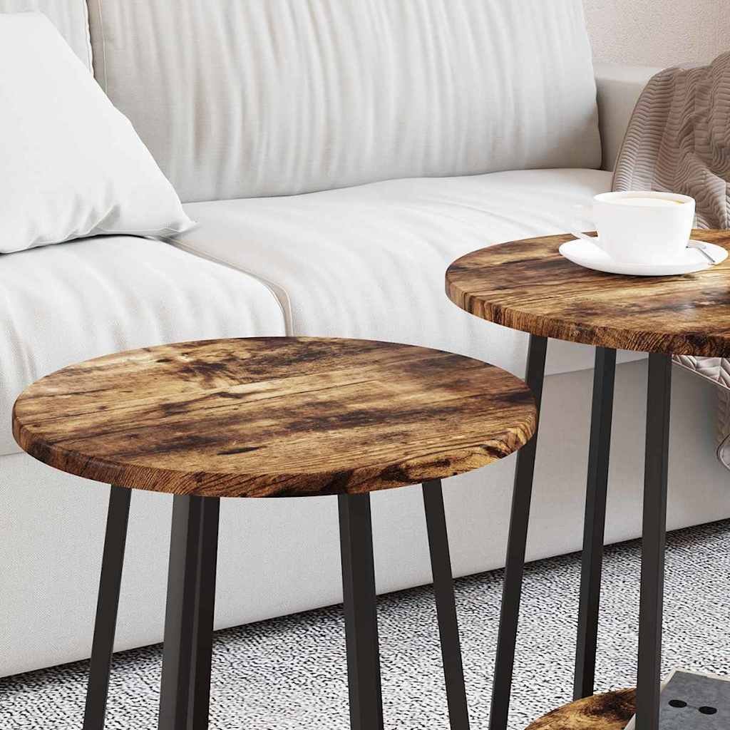 Side Table Set with Shelf 2 pcs Smoked Oak and Black