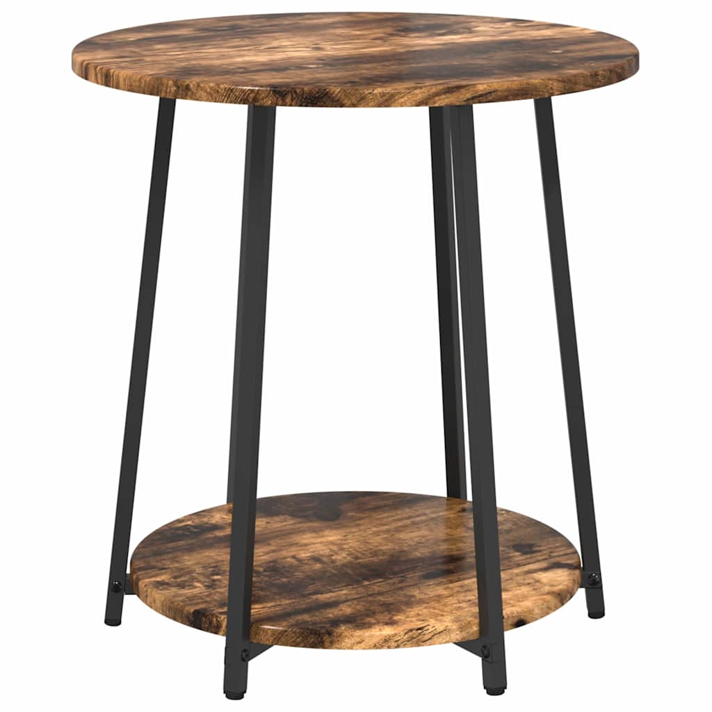 Side Table Set with Shelf 2 pcs Smoked Oak and Black