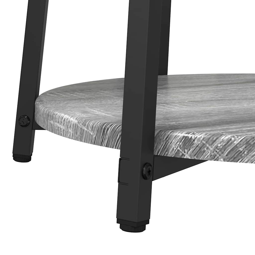 Side Table Set with Shelf 2 pcs Grey Sonoma and Black