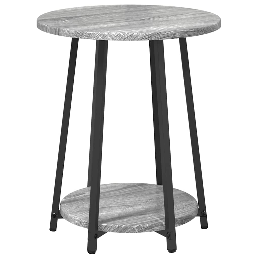 Side Table Set with Shelf 2 pcs Grey Sonoma and Black