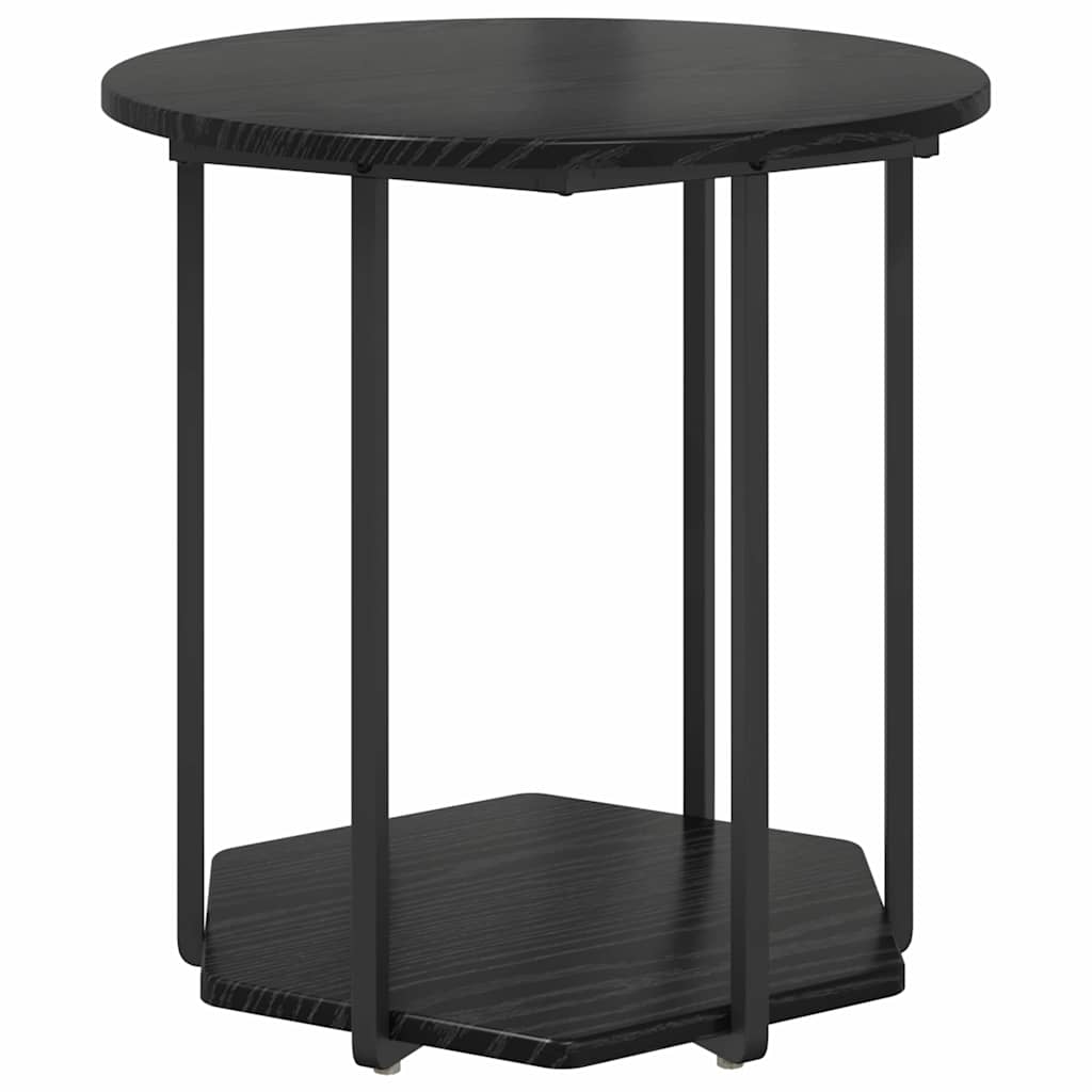 Side Table Set with Shelf 2 pcs Black Oak